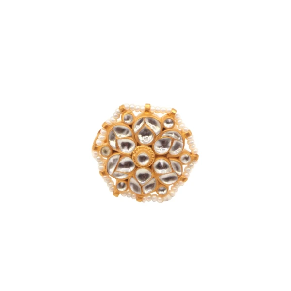 Aarvika gold-tone Kundan-inspired statement ring with intricate traditional detailing