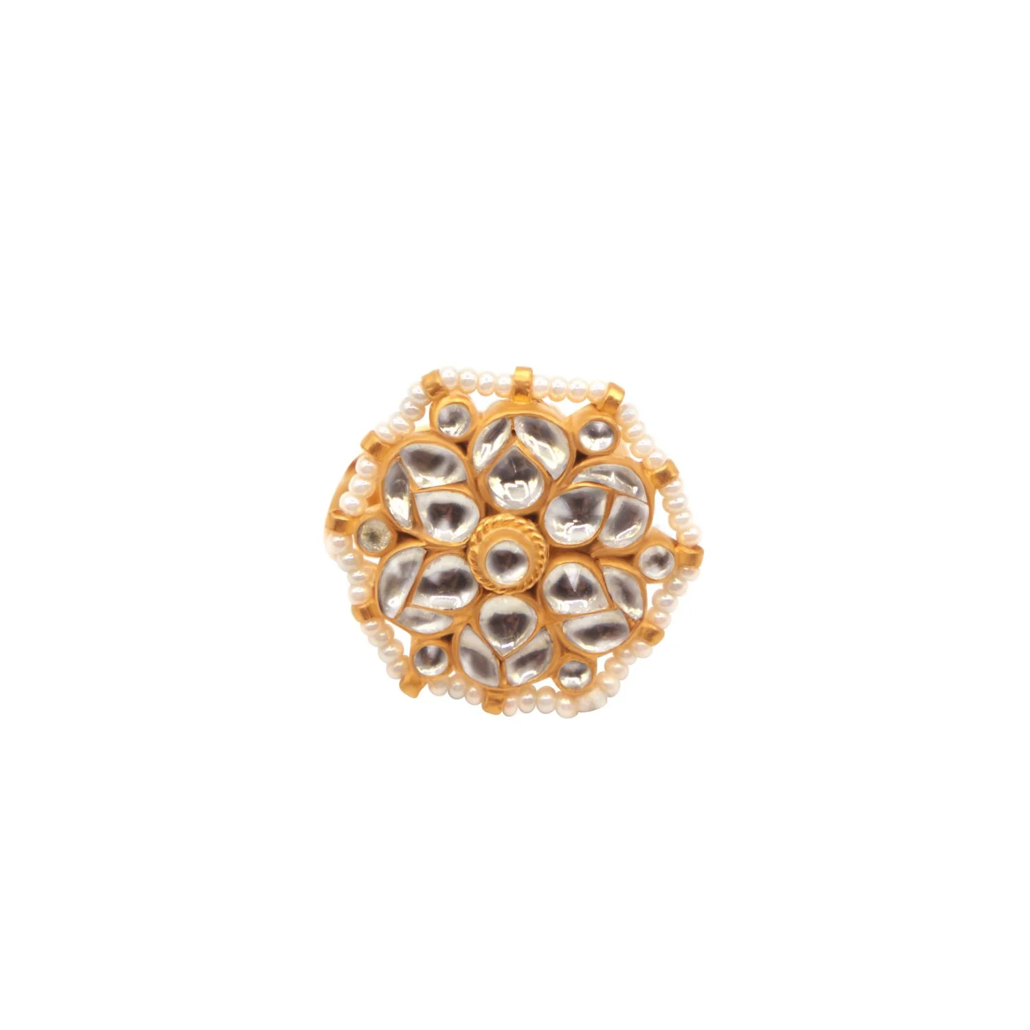 Aarvika gold-tone Kundan-inspired statement ring with intricate traditional detailing