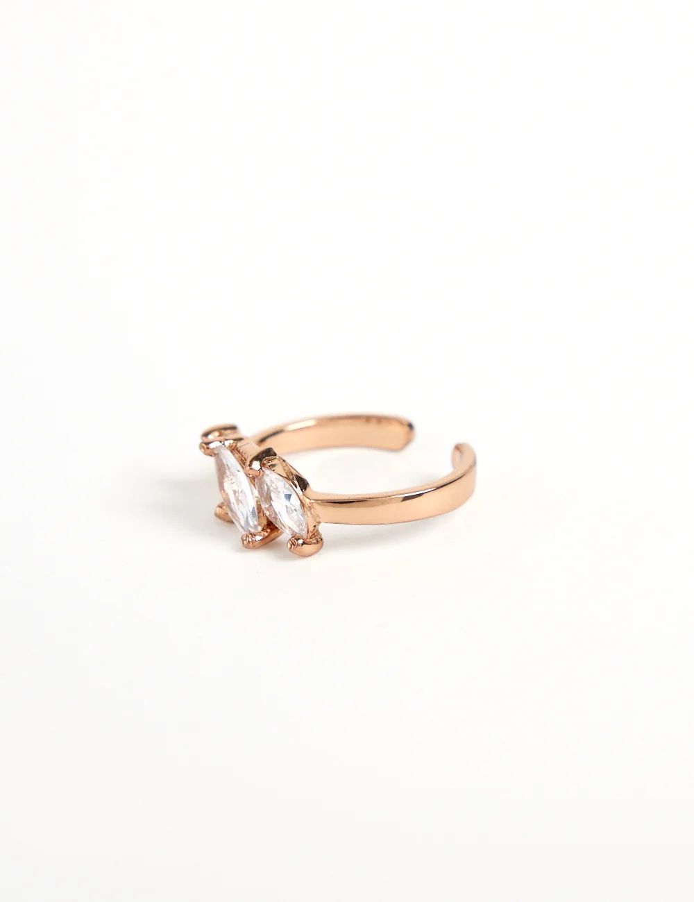 Aurelia Crystal Trio rose gold midi ring with carved stones, natural pearls and cubic zirconia