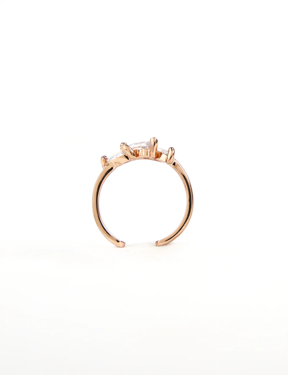 Aurelia Crystal Trio rose gold midi ring with carved stones, natural pearls and cubic zirconia