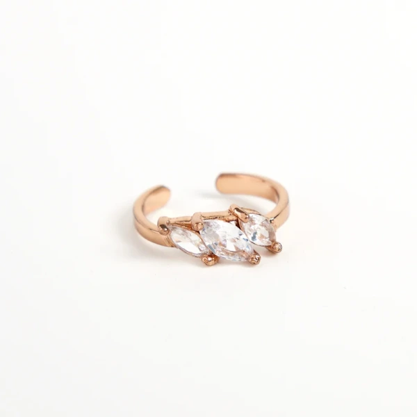 Aurelia Crystal Trio rose gold midi ring with carved stones, natural pearls and cubic zirconia