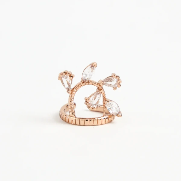 Aurelia Pearl Halo rose gold midi ring with carved stones, natural pearls and cubic zirconia