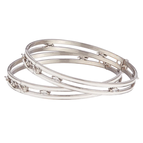 Elara crystal silver bangles with 22K silver plating on a brass base
