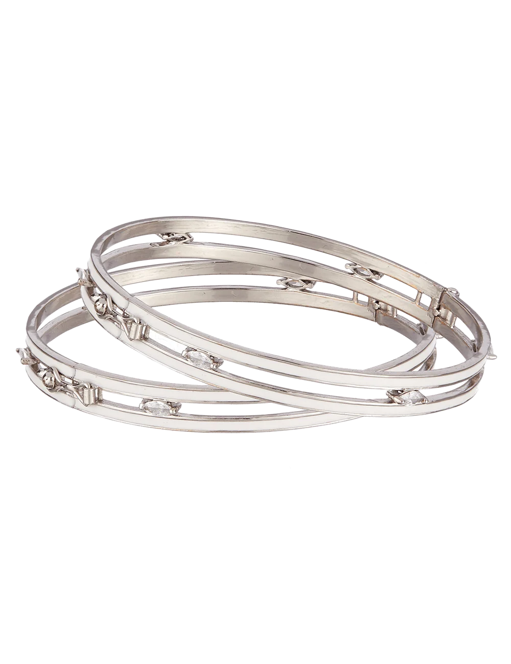 Elara crystal silver bangles with 22K silver plating on a brass base
